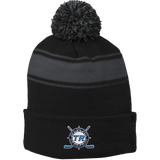 Toms River Hockey Stripe Pom Pom Beanie