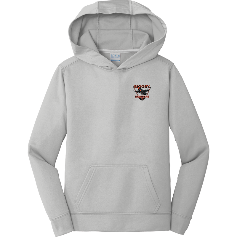 Biggby Bombers Youth Performance Fleece Pullover Hooded Sweatshirt